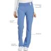 Cherokee Scrubs for Women Mid Rise Straight Leg Scrub Pants For Women Pull-on Bottoms with 6 Pockets & 360° Stretch – CK002(Ciel Blue)