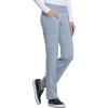 Cherokee Scrubs for Women Mid Rise Straight Leg Scrub Pants For Women Pull-on Bottoms with 6 Pockets & 360° Stretch – CK002(Grey)