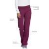 Cherokee Scrubs for Women Mid Rise Straight Leg Scrub Pants For Women Pull-on Bottoms with 6 Pockets & 360° Stretch – CK002(Wine)