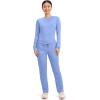 Cherokee Scrubs for Women Mid Rise Tapered Leg Drawstring Pant with 5 Pockets, Cargo Bottom with 2 Way Stretch Fabric- WW105(Ciel Blue)