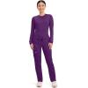 Cherokee Scrubs for Women Mid Rise Tapered Leg Drawstring Pant with 5 Pockets, Cargo Bottom with 2 Way Stretch Fabric- WW105(Eggplant)
