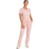 Cherokee Scrubs for Women Mid Rise Tapered Leg Drawstring Pant with 5 Pockets, Cargo Bottom with 2 Way Stretch Fabric- WW105(Pink Essence)
