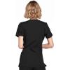 Cherokee Scrubs for Women Mock Wrap Nursing Scrub Top with 3 Pockets, Side Vent & Stretch Back Panels Medical Uniform – WW650(Black)