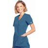 Cherokee Scrubs for Women Mock Wrap Nursing Scrub Top with 3 Pockets, Side Vent & Stretch Back Panels Medical Uniform – WW650(Caribbean Blue)