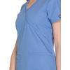 Cherokee Scrubs for Women Mock Wrap Nursing Scrub Top with 3 Pockets, Side Vent & Stretch Back Panels Medical Uniform – WW650(Ciel)