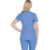 Cherokee Scrubs for Women Mock Wrap Nursing Scrub Top with 3 Pockets, Side Vent & Stretch Back Panels Medical Uniform – WW650(Ciel)