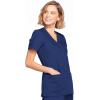 Cherokee Scrubs for Women Mock Wrap Nursing Scrub Top with 3 Pockets, Side Vent & Stretch Back Panels Medical Uniform – WW650(Navy)