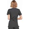 Cherokee Scrubs for Women Mock Wrap Nursing Scrub Top with 3 Pockets, Side Vent & Stretch Back Panels Medical Uniform – WW650(Pewter)