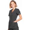 Cherokee Scrubs for Women Mock Wrap Nursing Scrub Top with 3 Pockets, Side Vent & Stretch Back Panels Medical Uniform – WW650(Pewter)