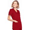Cherokee Scrubs for Women Mock Wrap Nursing Scrub Top with 3 Pockets, Side Vent & Stretch Back Panels Medical Uniform – WW650(Red)