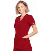 Cherokee Scrubs for Women Mock Wrap Nursing Scrub Top with 3 Pockets, Side Vent & Stretch Back Panels Medical Uniform – WW650(Red)