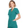 Cherokee Scrubs for Women Mock Wrap Nursing Scrub Top with 3 Pockets, Side Vent & Stretch Back Panels Medical Uniform – WW650(Teal Blue)