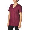 Cherokee Scrubs for Women Mock Wrap Nursing Scrub Top with 3 Pockets, Side Vent & Stretch Back Panels Medical Uniform – WW650(Wine)