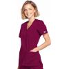 Cherokee Scrubs for Women Mock Wrap Nursing Scrub Top with 3 Pockets, Side Vent & Stretch Back Panels Medical Uniform – WW650(Wine)