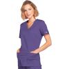 Cherokee Scrubs for Women Mock Wrap Nursing Scrub Top with 3 Pockets, Side Vents, Ultra Soft 2-Way Stretch Fabric – 4728(Grape)