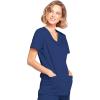 Cherokee Scrubs for Women Mock Wrap Nursing Scrub Top with 3 Pockets, Side Vents, Ultra Soft 2-Way Stretch Fabric – 4728(Navy)