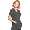 Cherokee Scrubs for Women Mock Wrap Nursing Scrub Top with 3 Pockets, Side Vents, Ultra Soft 2-Way Stretch Fabric – 4728(Pewter)