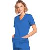 Cherokee Scrubs for Women Mock Wrap Nursing Scrub Top with 3 Pockets, Side Vents, Ultra Soft 2-Way Stretch Fabric – 4728(Royal)
