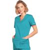 Cherokee Scrubs for Women Mock Wrap Nursing Scrub Top with 3 Pockets, Side Vents, Ultra Soft 2-Way Stretch Fabric – 4728(Teal Blue)