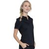 Cherokee Scrubs for Women Polo Top Snap Front Tuckable Scrub Shirt with Chest Pocket, Mesh Panels, Stretch Easy Care – WW698(Black)
