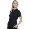 Cherokee Scrubs for Women Polo Top Snap Front Tuckable Scrub Shirt with Chest Pocket, Mesh Panels, Stretch Easy Care – WW698(Black)