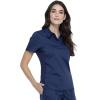 Cherokee Scrubs for Women Polo Top Snap Front Tuckable Scrub Shirt with Chest Pocket, Mesh Panels, Stretch Easy Care – WW698(Navy)