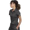 Cherokee Scrubs for Women Polo Top Snap Front Tuckable Scrub Shirt with Chest Pocket, Mesh Panels, Stretch Easy Care – WW698(Pewter)