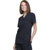 Cherokee Scrubs for Women Tuckable V-Neck O.R. Scrub Top with Chest Pocket,Soft Stretch,Easy Care Medical Uniform – WW657(Black)