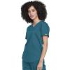 Cherokee Scrubs for Women Tuckable V-Neck O.R. Scrub Top with Chest Pocket,Soft Stretch,Easy Care Medical Uniform – WW657(Caribbean Blue)