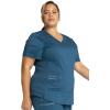 Cherokee Scrubs for Women V-Neck Scrub Top with 2 Pockets,Mesh Panels, Soft Stretch Durable Easy Care Nursing Uniform – WW601(Caribbean Blue)