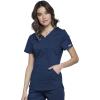 Cherokee Scrubs for Women V-Neck Scrub Top with 2 Pockets,Mesh Panels, Soft Stretch Durable Easy Care Nursing Uniform – WW601(Navy)
