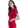 Cherokee Scrubs for Women V-Neck Scrub Top with 2 Pockets,Mesh Panels, Soft Stretch Durable Easy Care Nursing Uniform – WW601(Red)