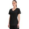 Cherokee Scrubs for Women V-Neck Scrub Top with 3 Pockets, Stretchy, Durable, Breathable Easy Care Medical Uniform – 4727(Black)