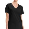 Cherokee Scrubs for Women V-Neck Scrub Top with 3 Pockets, Stretchy, Durable, Breathable Easy Care Medical Uniform – 4727(Black)