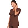 Cherokee Scrubs for Women V-Neck Scrub Top with 3 Pockets, Stretchy, Durable, Breathable Easy Care Medical Uniform – 4727(Chocolate)