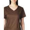 Cherokee Scrubs for Women V-Neck Scrub Top with 3 Pockets, Stretchy, Durable, Breathable Easy Care Medical Uniform – 4727(Chocolate)