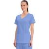 Cherokee Scrubs for Women V-Neck Scrub Top with 3 Pockets, Stretchy, Durable, Breathable Easy Care Medical Uniform – 4727(Ciel)
