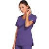 Cherokee Scrubs for Women V-Neck Scrub Top with 3 Pockets, Stretchy, Durable, Breathable Easy Care Medical Uniform – 4727(Grape)