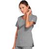 Cherokee Scrubs for Women V-Neck Scrub Top with 3 Pockets, Stretchy, Durable, Breathable Easy Care Medical Uniform – 4727(Grey)