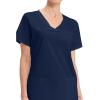 Cherokee Scrubs for Women V-Neck Scrub Top with 3 Pockets, Stretchy, Durable, Breathable Easy Care Medical Uniform – 4727(Navy)