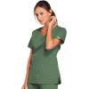 Cherokee Scrubs for Women V-Neck Scrub Top with 3 Pockets, Stretchy, Durable, Breathable Easy Care Medical Uniform – 4727(Olive)