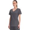 Cherokee Scrubs for Women V-Neck Scrub Top with 3 Pockets, Stretchy, Durable, Breathable Easy Care Medical Uniform – 4727(Pewter)