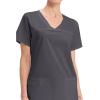 Cherokee Scrubs for Women V-Neck Scrub Top with 3 Pockets, Stretchy, Durable, Breathable Easy Care Medical Uniform – 4727(Pewter)
