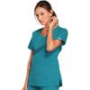 Cherokee Scrubs for Women V-Neck Scrub Top with 3 Pockets, Stretchy, Durable, Breathable Easy Care Medical Uniform – 4727(Teal Blue)