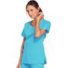 Cherokee Scrubs for Women V-Neck Scrub Top with 3 Pockets, Stretchy, Durable, Breathable Easy Care Medical Uniform – 4727(Turquoise)