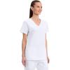 Cherokee Scrubs for Women V-Neck Scrub Top with 3 Pockets, Stretchy, Durable, Breathable Easy Care Medical Uniform – 4727(White)
