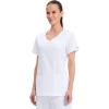 Cherokee Scrubs for Women V-Neck Scrub Top with 3 Pockets, Stretchy, Durable, Breathable Easy Care Medical Uniform – 4727(White)