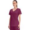 Cherokee Scrubs for Women V-Neck Scrub Top with 3 Pockets, Stretchy, Durable, Breathable Easy Care Medical Uniform – 4727(Wine)