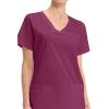 Cherokee Scrubs for Women V-Neck Scrub Top with 3 Pockets, Stretchy, Durable, Breathable Easy Care Medical Uniform – 4727(Wine)