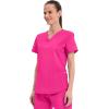 Cherokee Scrubs for Women V-Neck Top, 3 Pockets, Fade Resistant, Soft Stretch Fabric with Shirttail Hem & Side vents – WW665(Electric Pink)